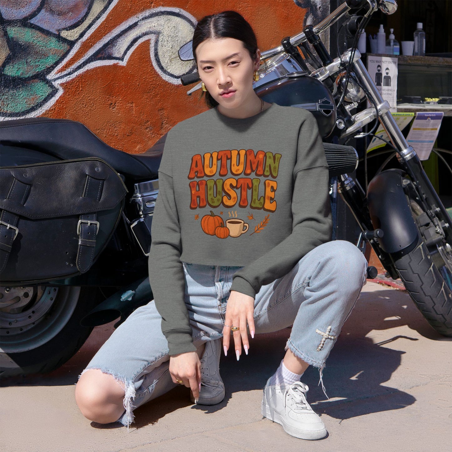 Autumn Hustle Women's Cropped Sweatshirt