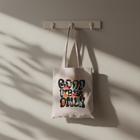 “Good Vibes Only.” Tote Bag